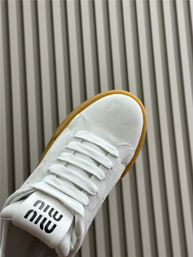 Miu Miu White Laced Low-Top Sneakers