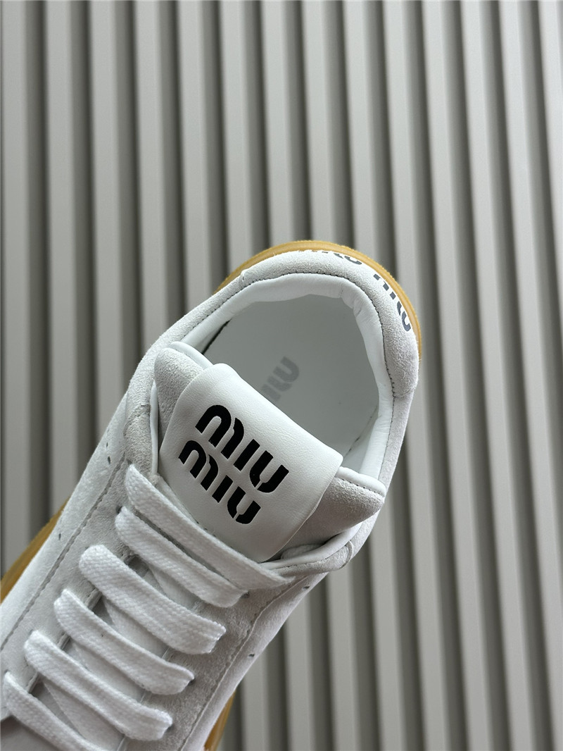 Miu Miu White Laced Low-Top Sneakers