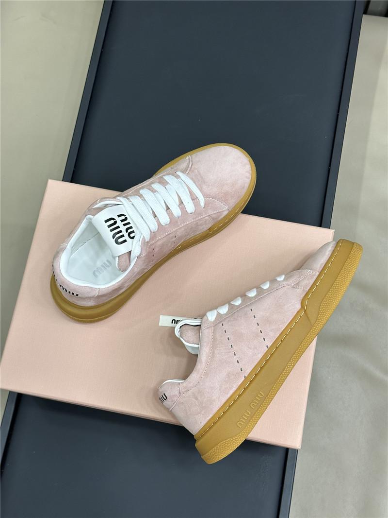 Miu Miu Pink Laced Low-Top Sneakers