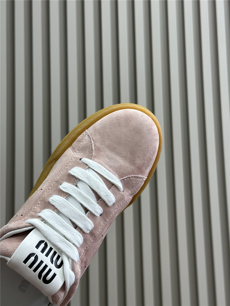 Miu Miu Pink Laced Low-Top Sneakers