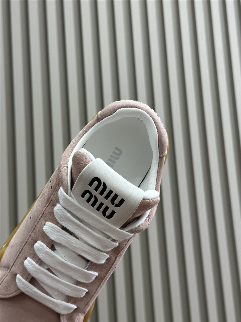 Miu Miu Pink Laced Low-Top Sneakers