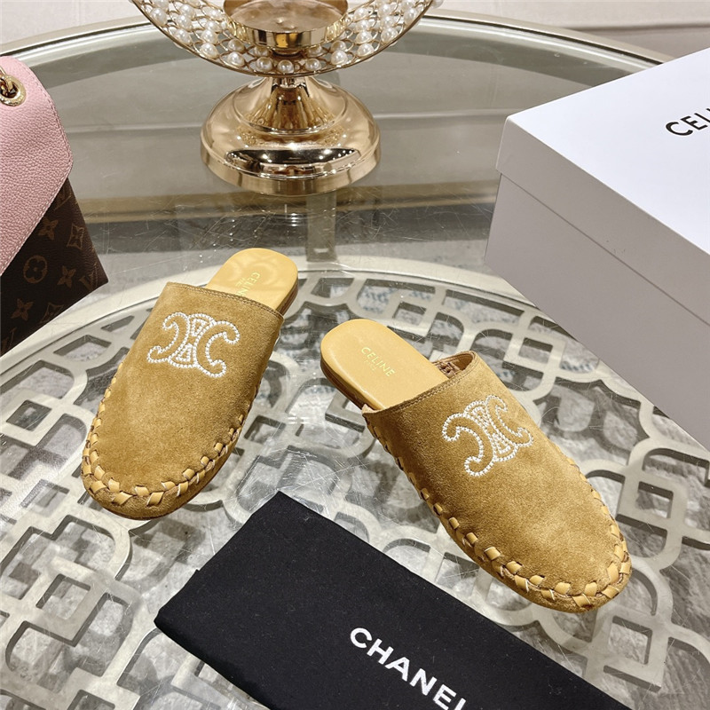 Ce1i*e marlou triomphe mule beige suede calfskin