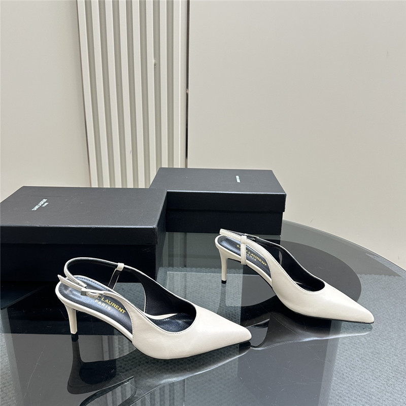 Sa1nt Lau*nt vendome slingback pumps in ivory calfskin