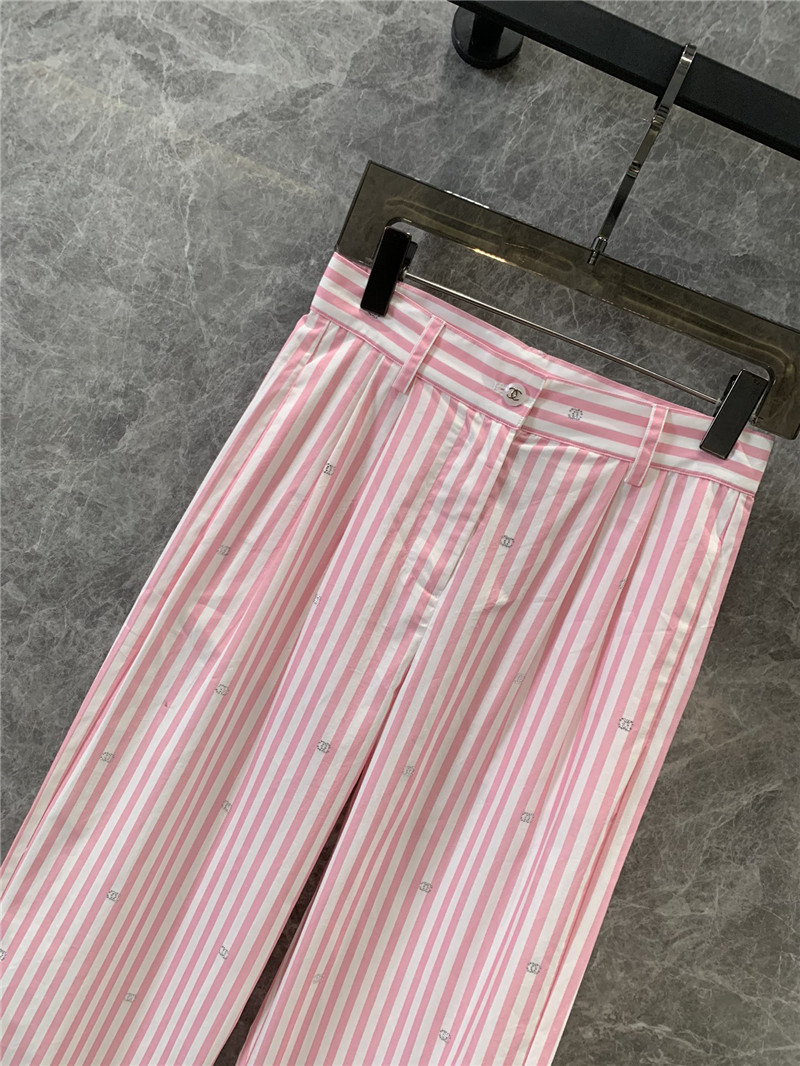 Ch**el striped wide-leg trousers replica clothes