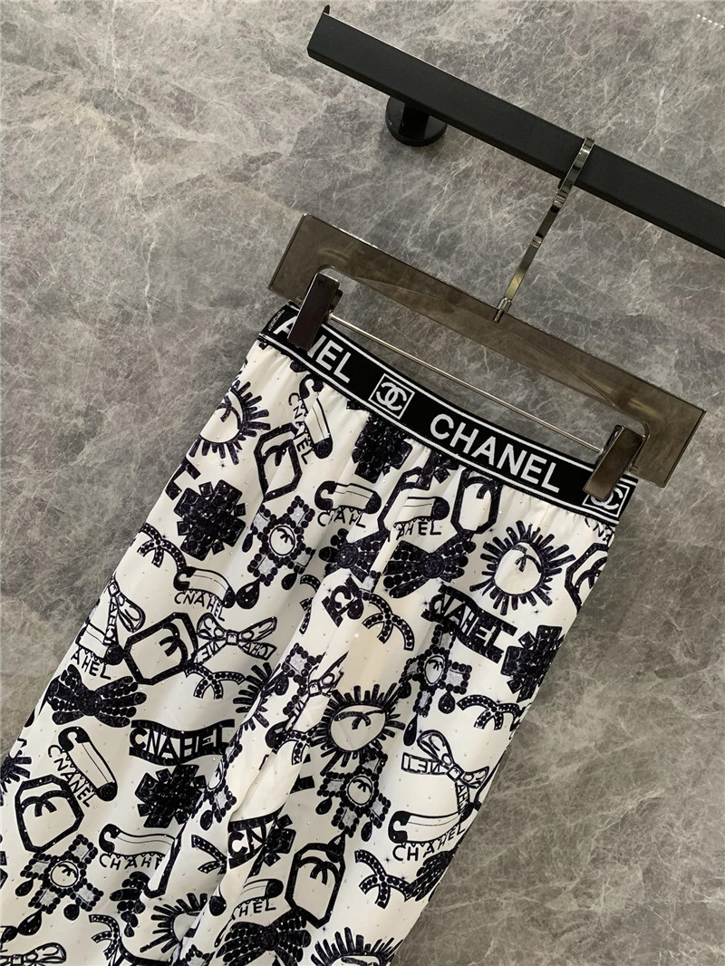 Ch**el elastic waist wide-leg pants replicas clothes