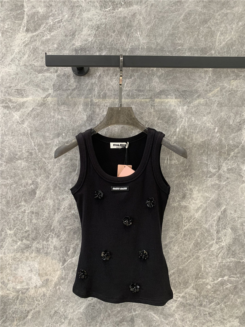 M1um1u beaded flower slim fit vest replicas clothes