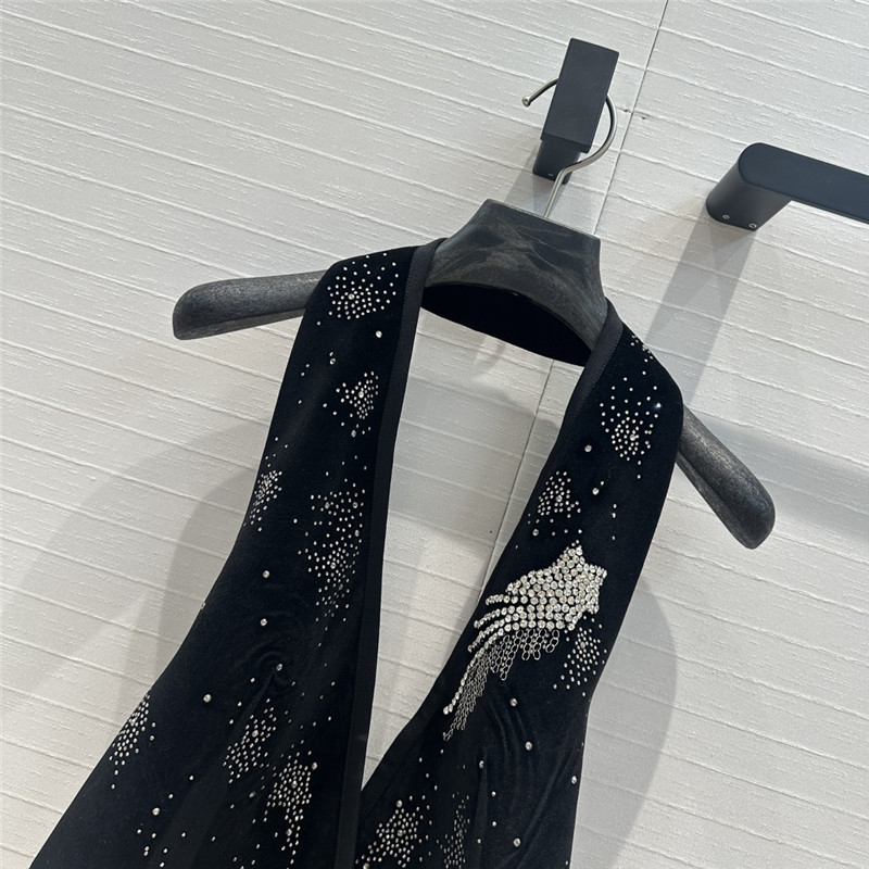 d10r hot D1am0nd velvet halter neck vest replica clothing