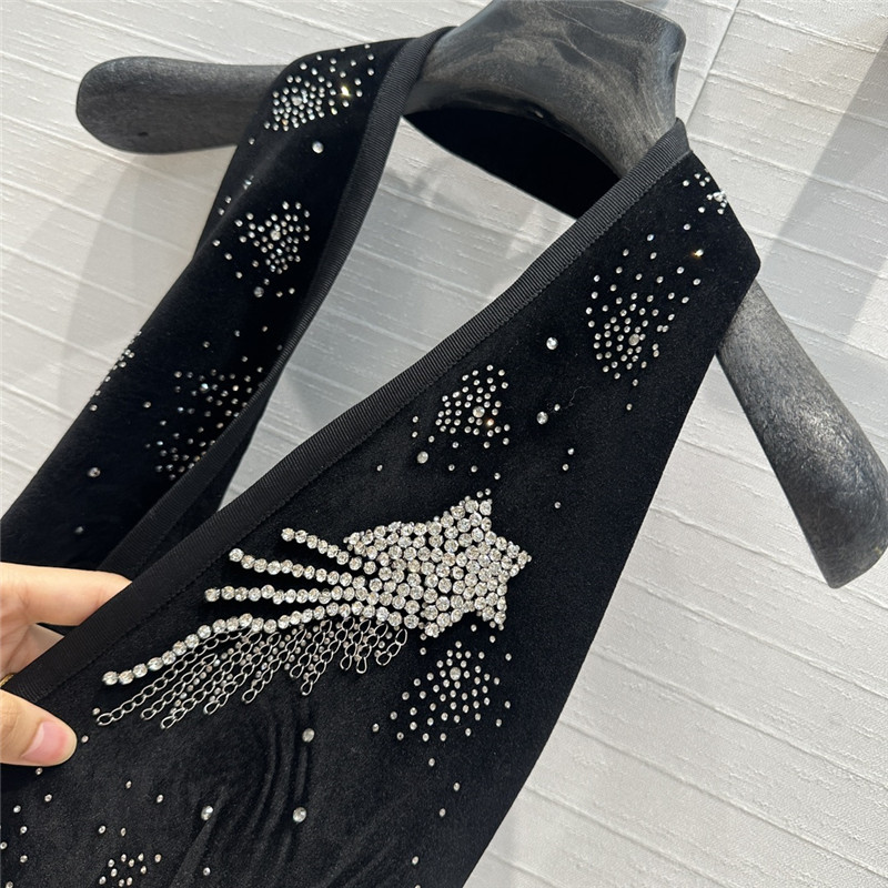 d10r hot D1am0nd velvet halter neck vest replica clothing