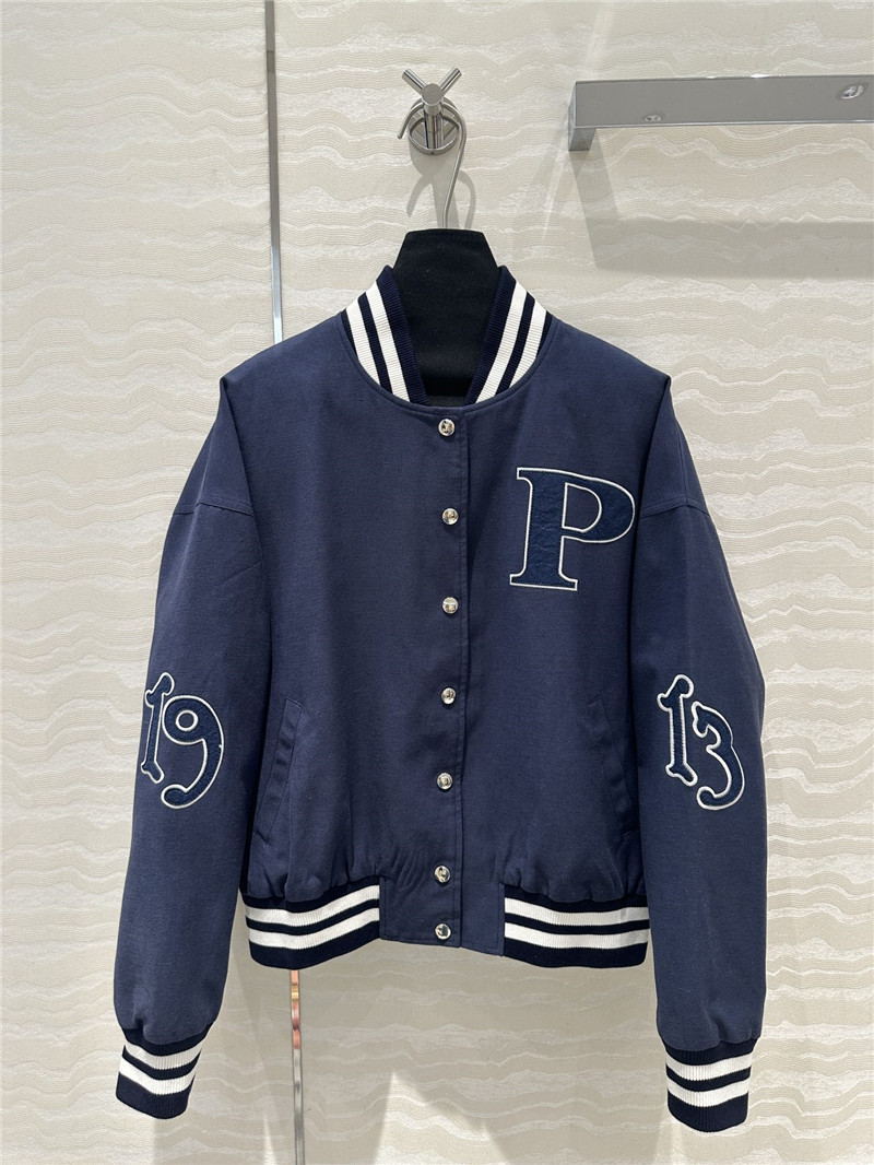 Pra*a ribbed baseball jacket replica clothing sites