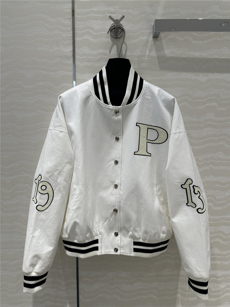 Pra*a ribbed baseball jacket replica clothing sites