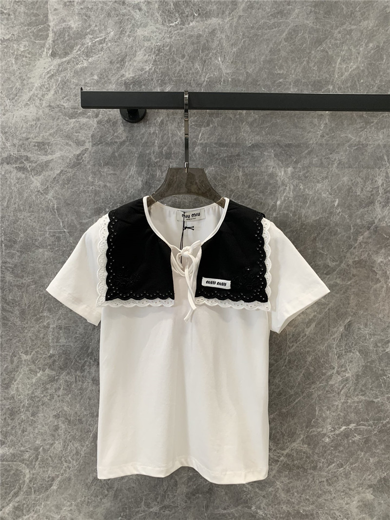 M1um1u lapel short-sleeved t-shirt cheap replica designer clothes