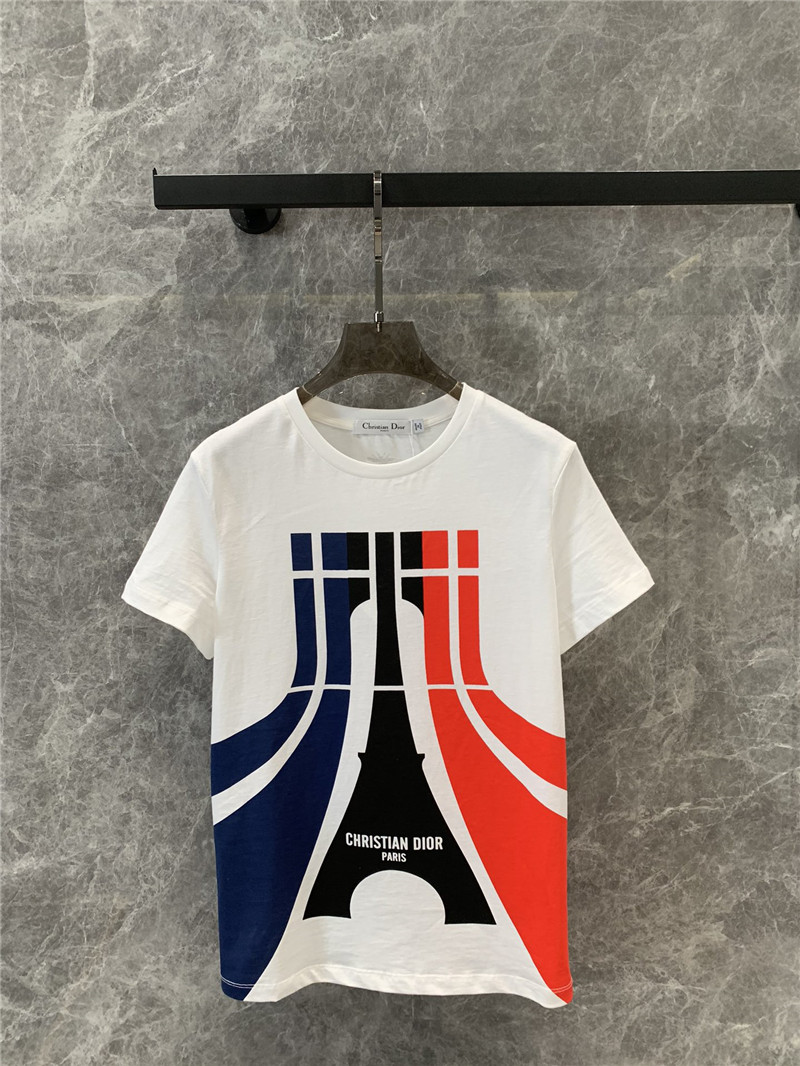 D10r iron tower print round neck short sleeve t-shirt replica clothes