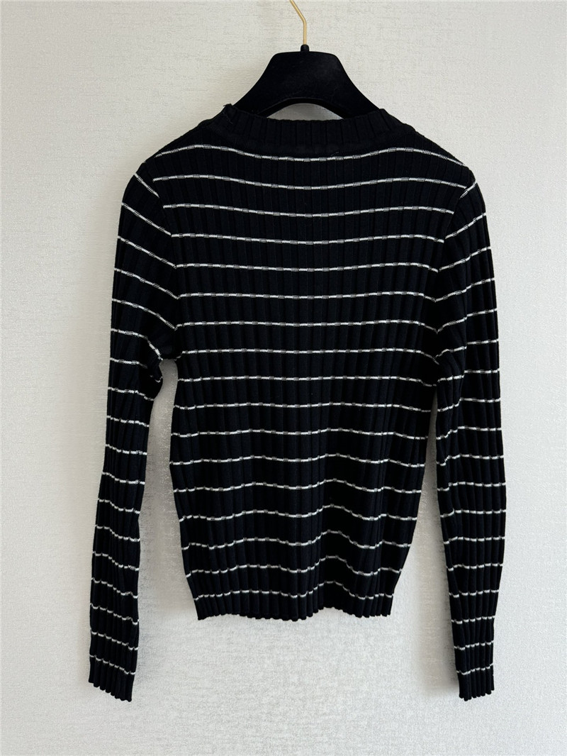 Ch**el used 5-shaped striped long-sleeved replica clothing