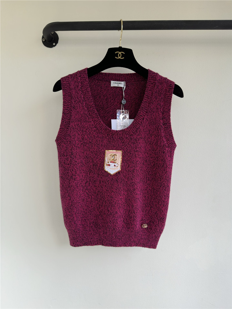 Ch**el embroidered sequined vest replica designer clothes