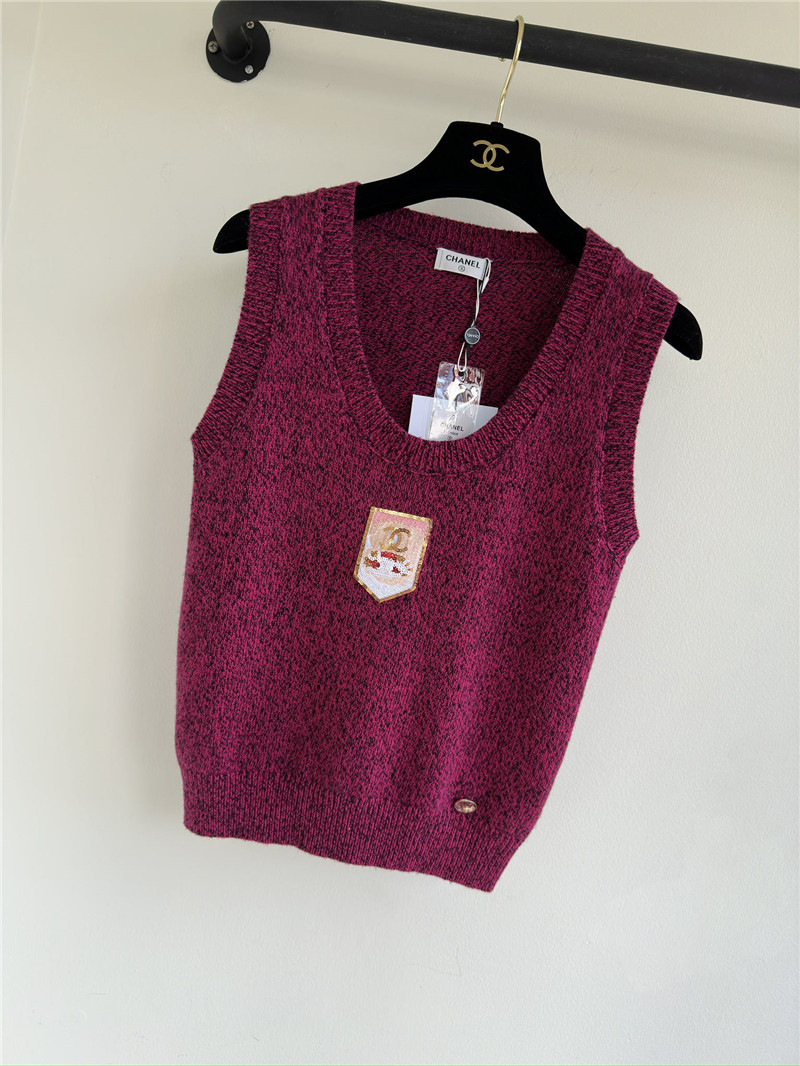 Ch**el embroidered sequined vest replica designer clothes