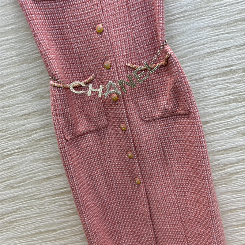 Ch**el v-neck tweed sleeveless vest dress replica clothes