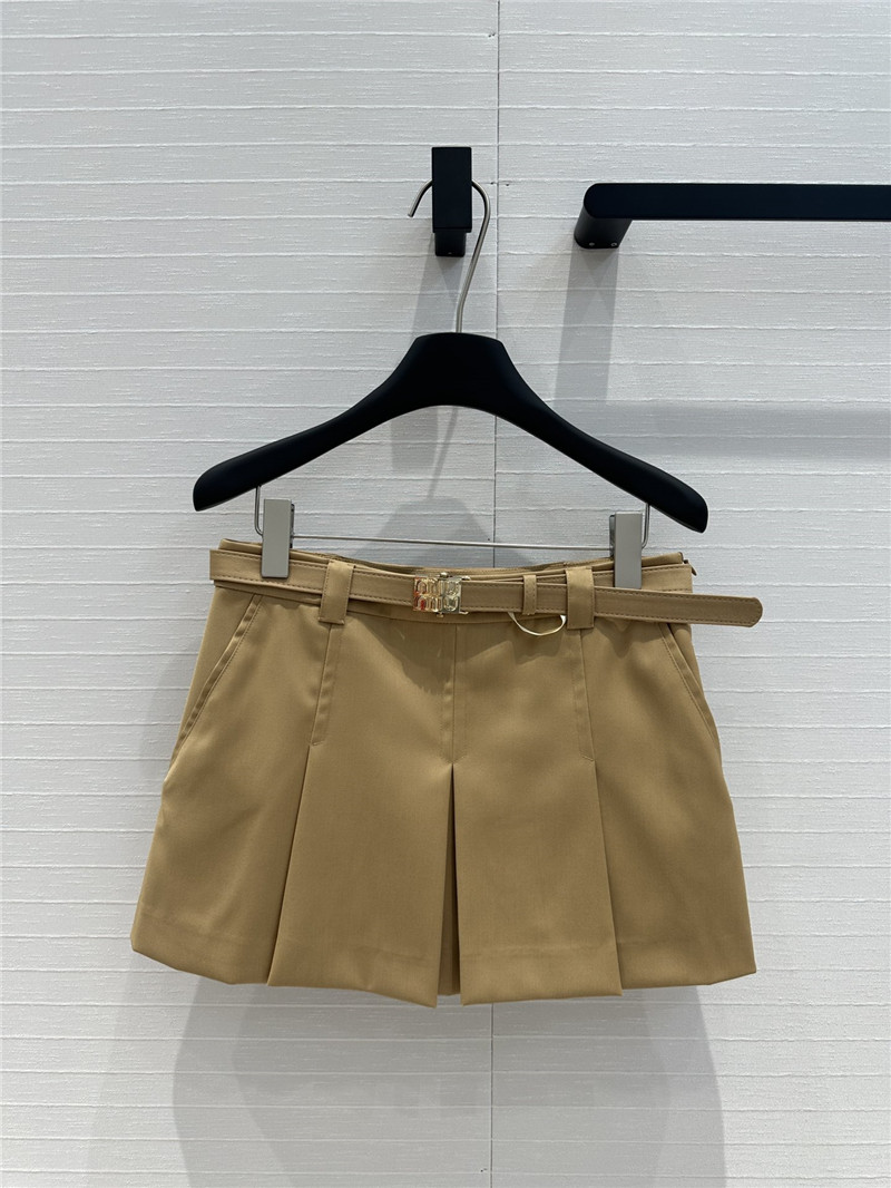 M1um1u khaki ultra-short pleated skirt replica clothing sites