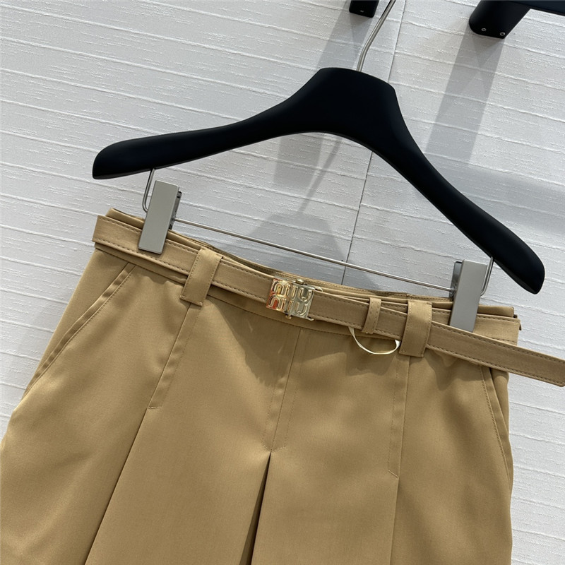 M1um1u khaki ultra-short pleated skirt replica clothing sites