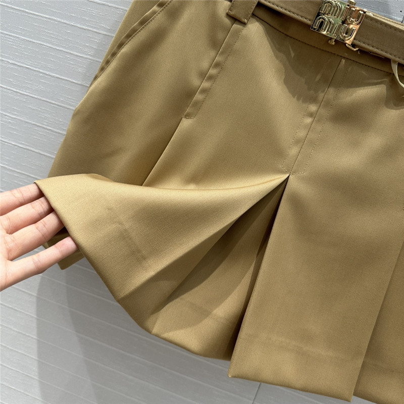 M1um1u khaki ultra-short pleated skirt replica clothing sites