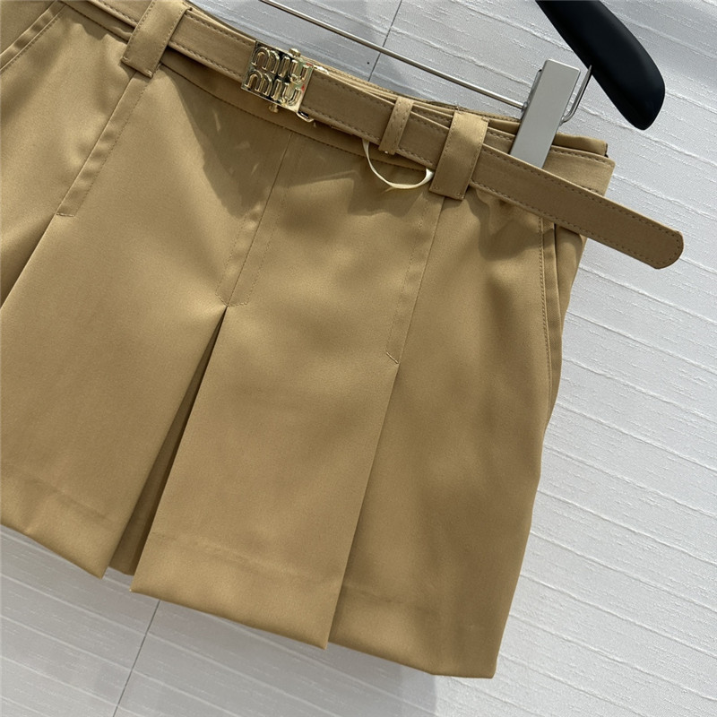 M1um1u khaki ultra-short pleated skirt replica clothing sites