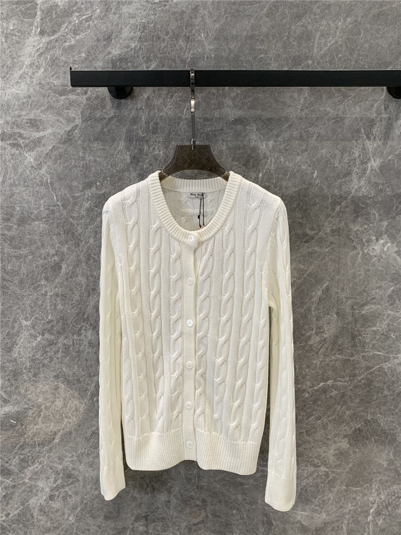 M1um1u round neck knitted cardigan replica clothes
