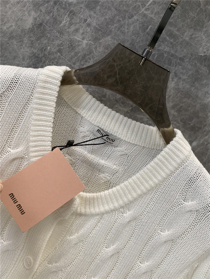 M1um1u round neck knitted cardigan replica clothes