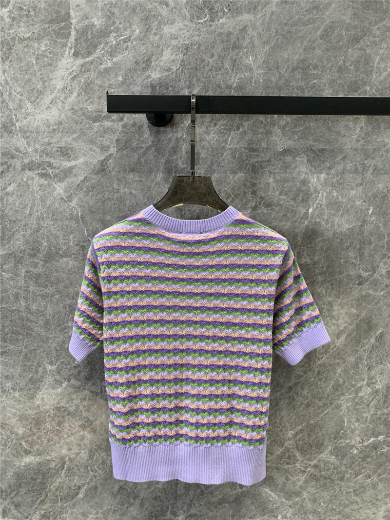 Ch**el striped open-chested short-sleeved top replica clothing