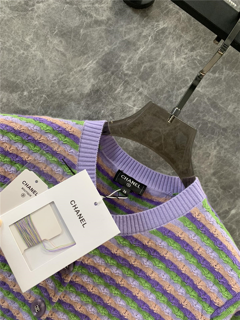 Ch**el striped open-chested short-sleeved top replica clothing