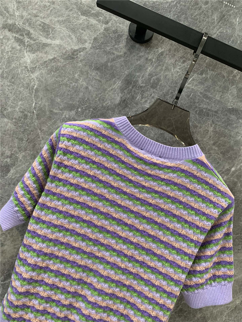 Ch**el striped open-chested short-sleeved top replica clothing