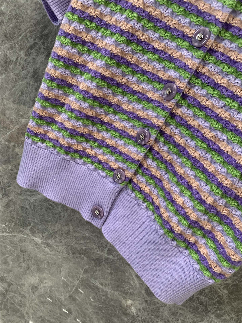 Ch**el striped open-chested short-sleeved top replica clothing