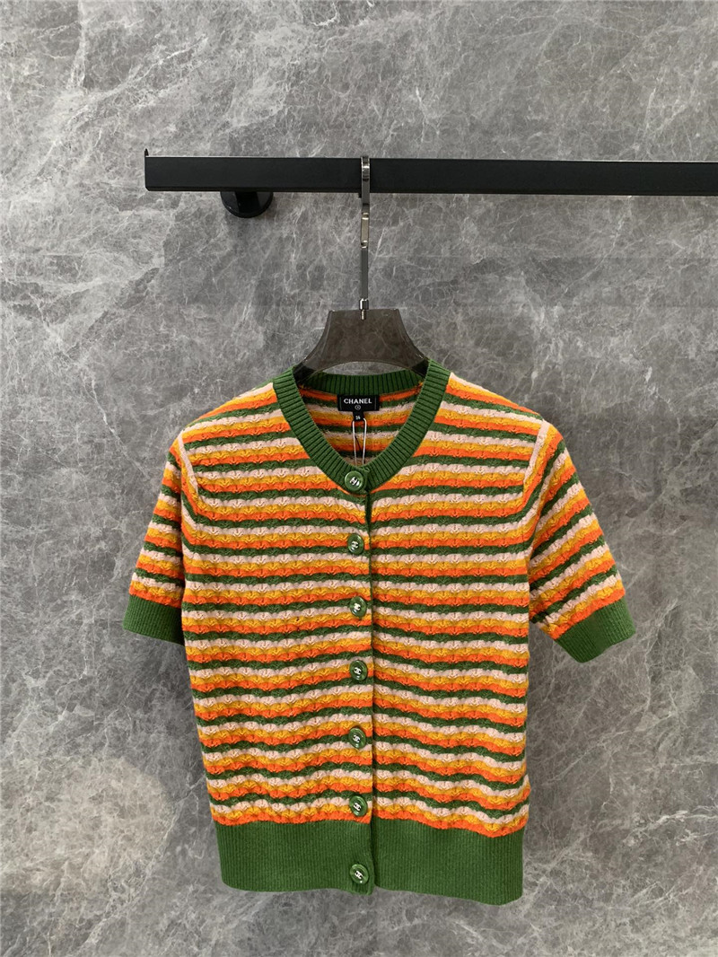 Ch**el striped open-chested short-sleeved top replica clothing