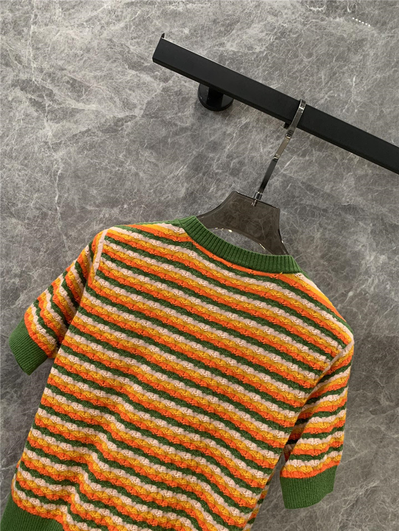 Ch**el striped open-chested short-sleeved top replica clothing