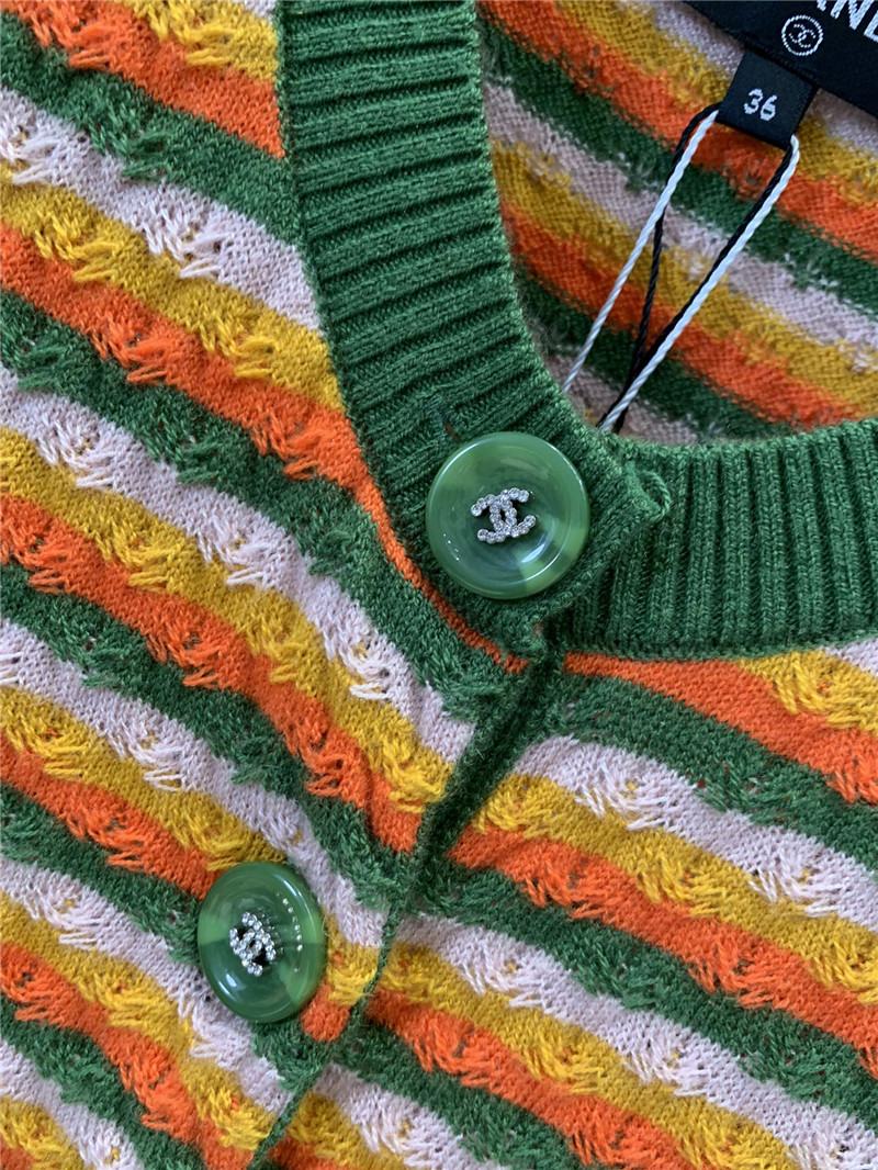 Ch**el striped open-chested short-sleeved top replica clothing