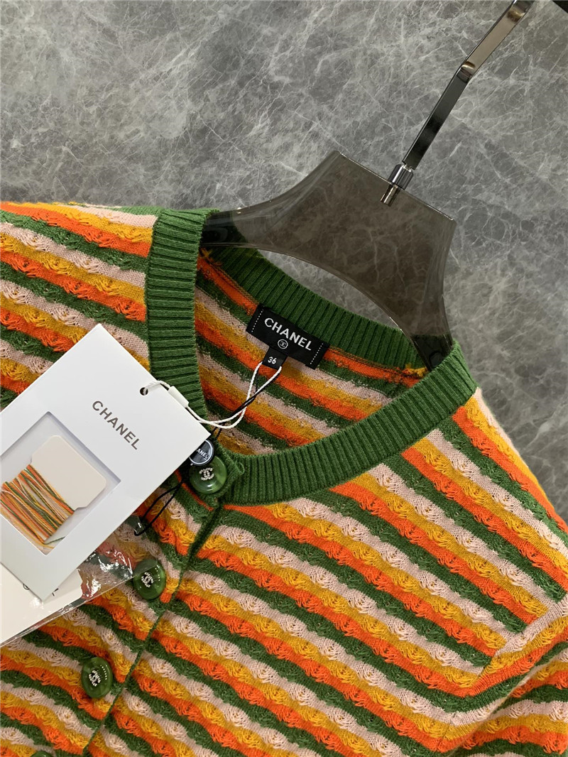 Ch**el striped open-chested short-sleeved top replica clothing