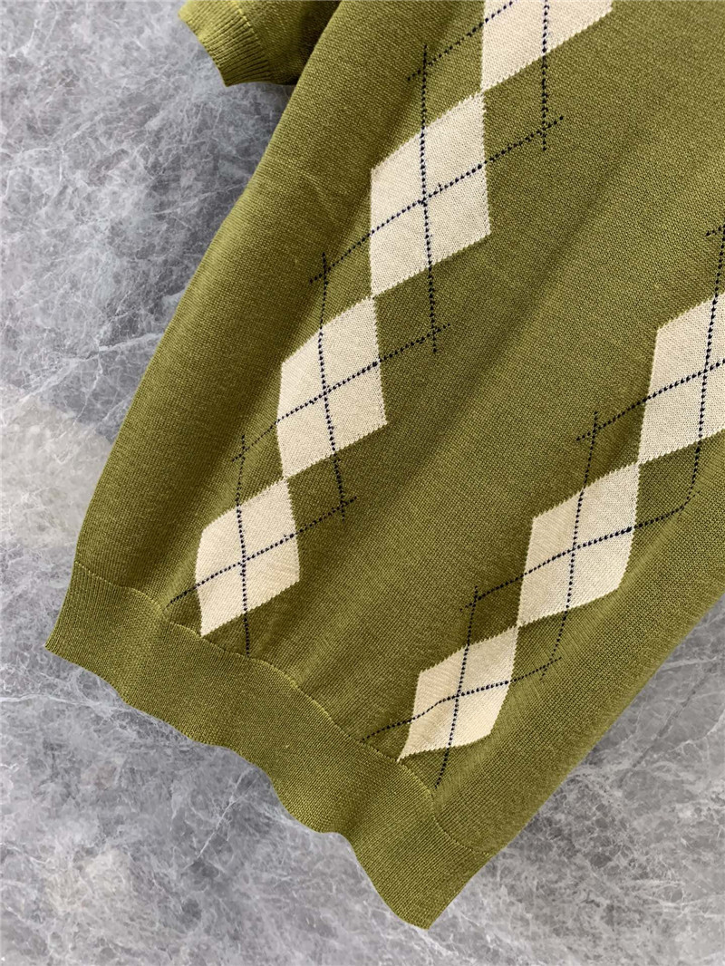 M1um1u tea green knitted short-sleeved top replica clothes