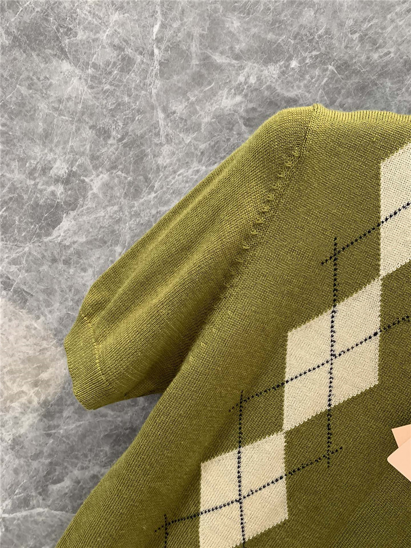 M1um1u tea green knitted short-sleeved top replica clothes