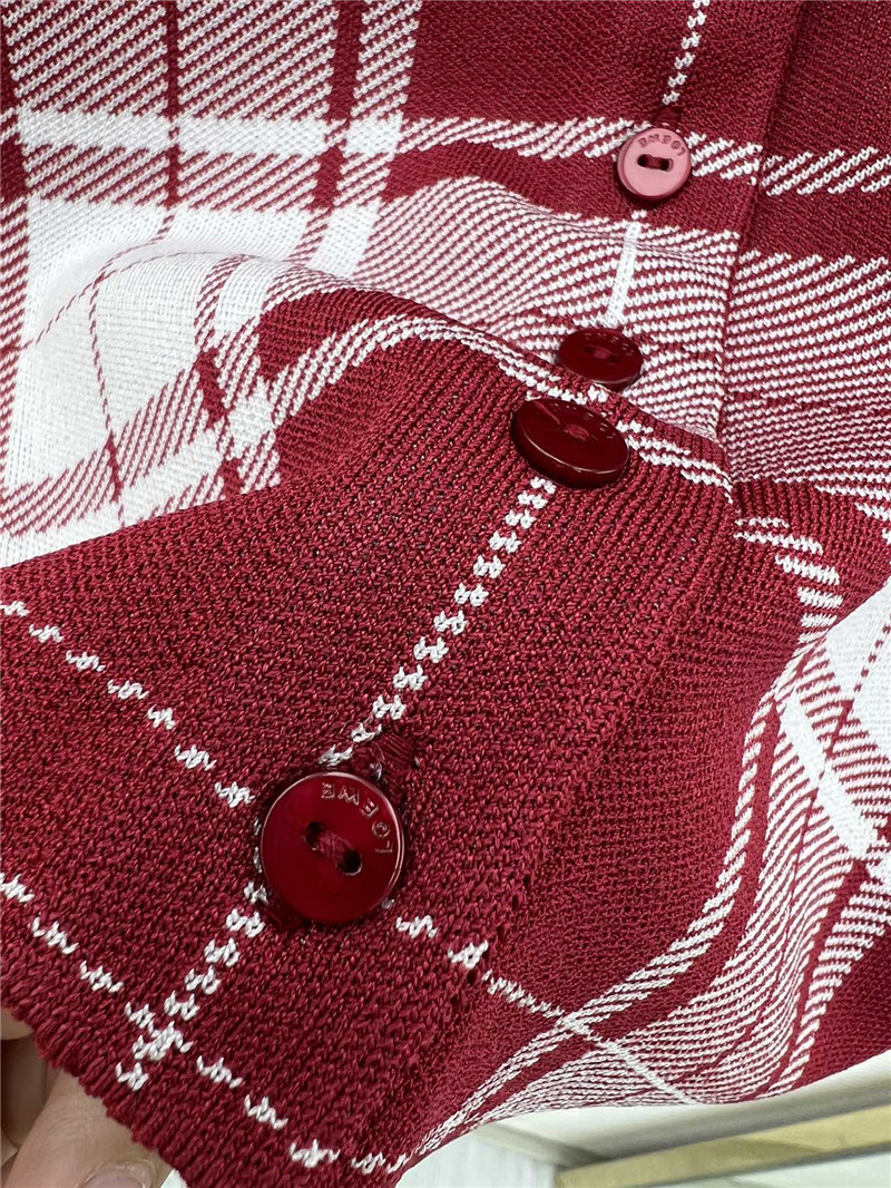 L0ew* red plaid short-sleeved top replica designer clothes