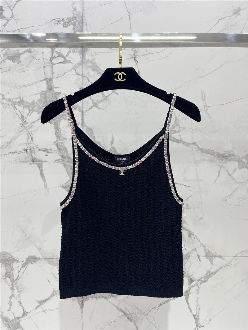 Ch**el double c color chain knitted camisole replica clothes