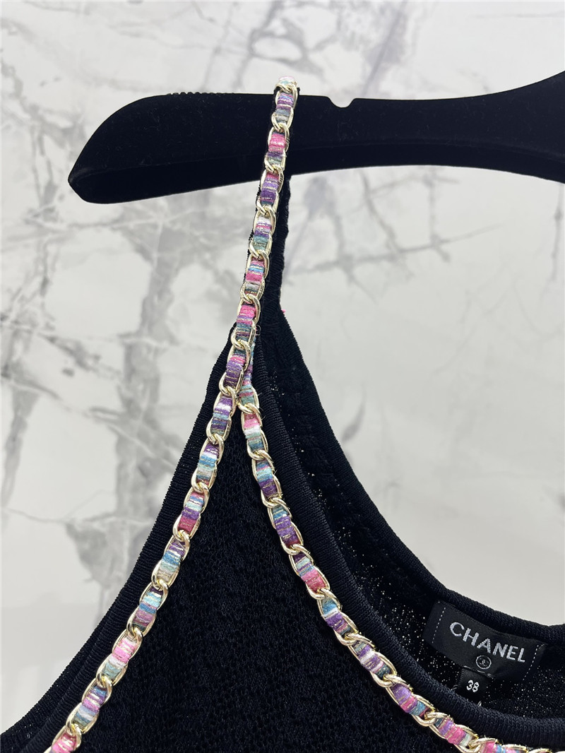 Ch**el double c color chain knitted camisole replica clothes