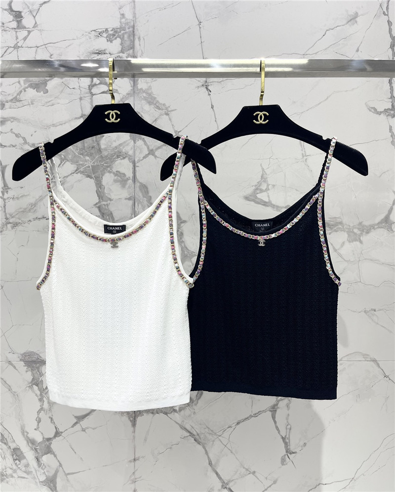 Ch**el double c color chain knitted camisole replica clothes