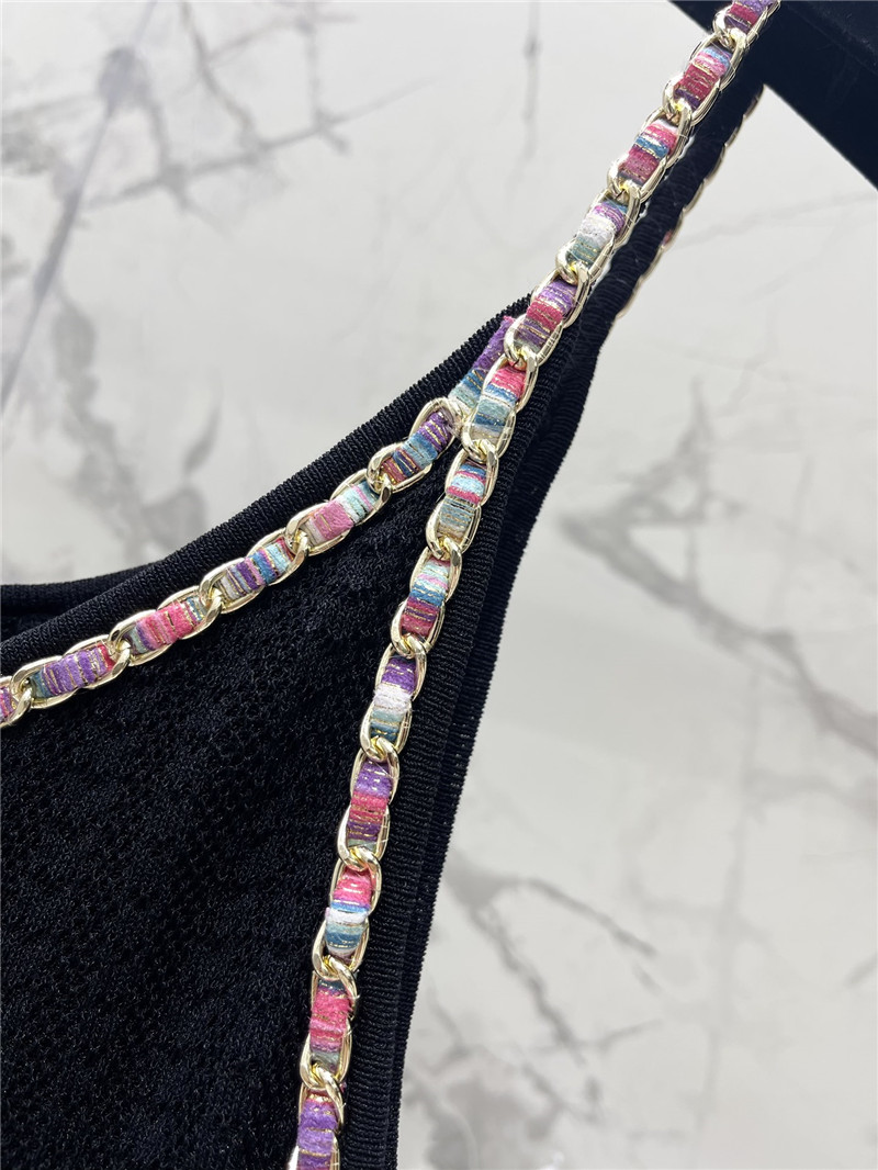 Ch**el double c color chain knitted camisole dress replica clothing