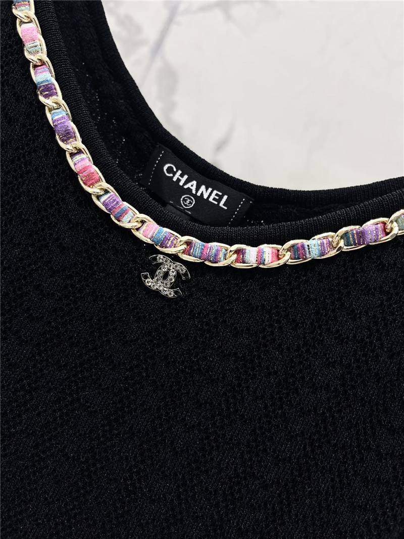 Ch**el double c color chain knitted camisole dress replica clothing