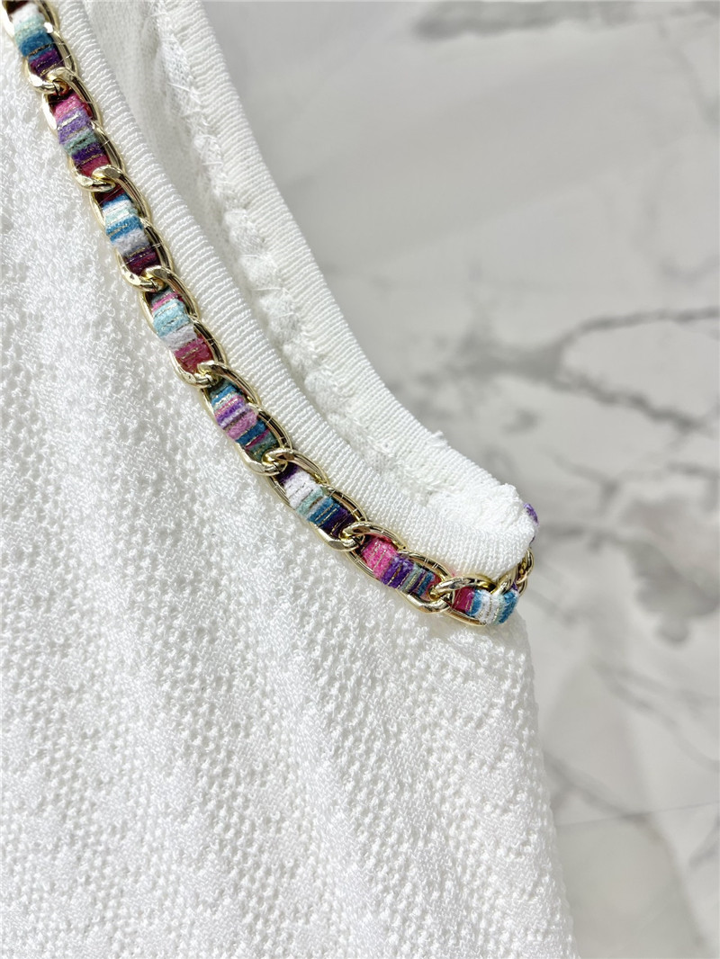 Ch**el double c color chain knitted camisole dress replica clothing