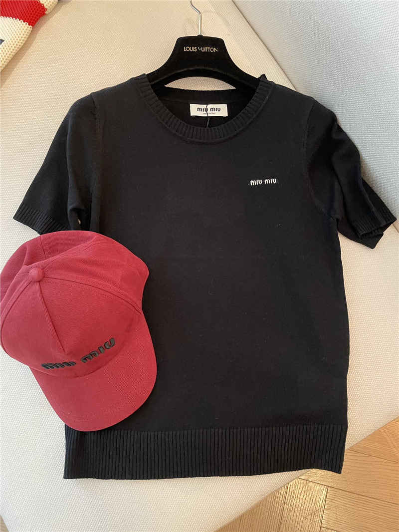 M1um1u logo short-sleeved sweater replica d&g clothing