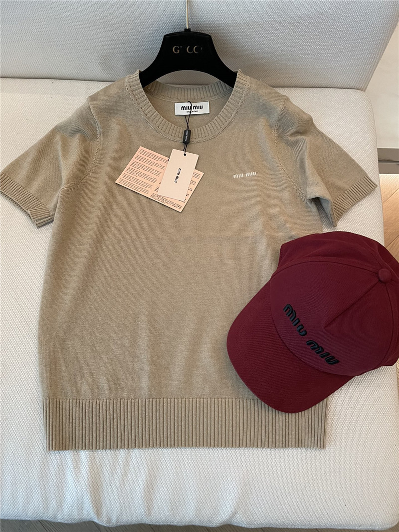 M1um1u logo short-sleeved sweater replica d&g clothing