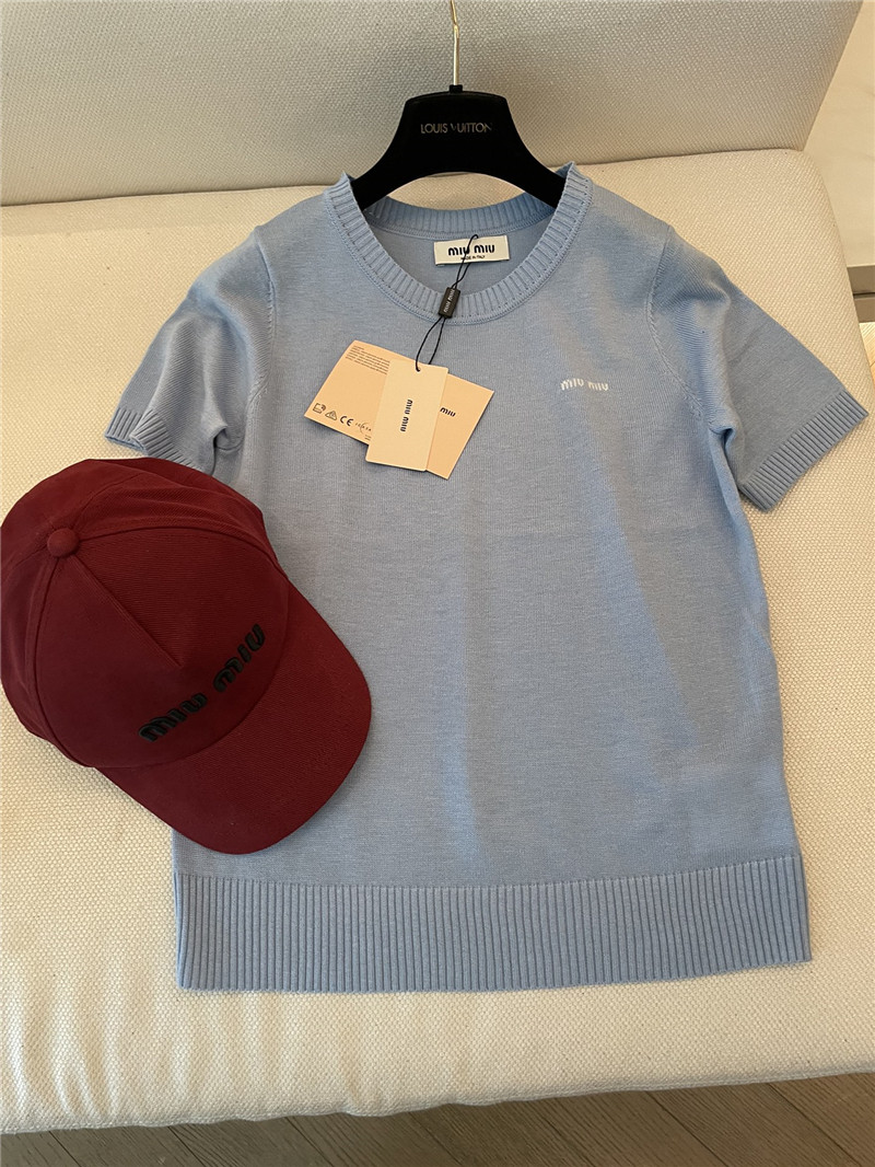 M1um1u logo short-sleeved sweater replica d&g clothing