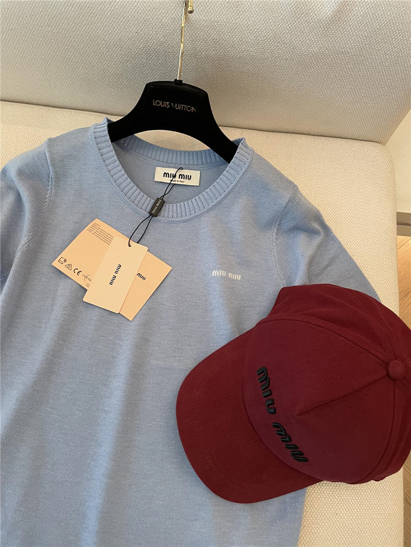 M1um1u logo short-sleeved sweater replica d&g clothing