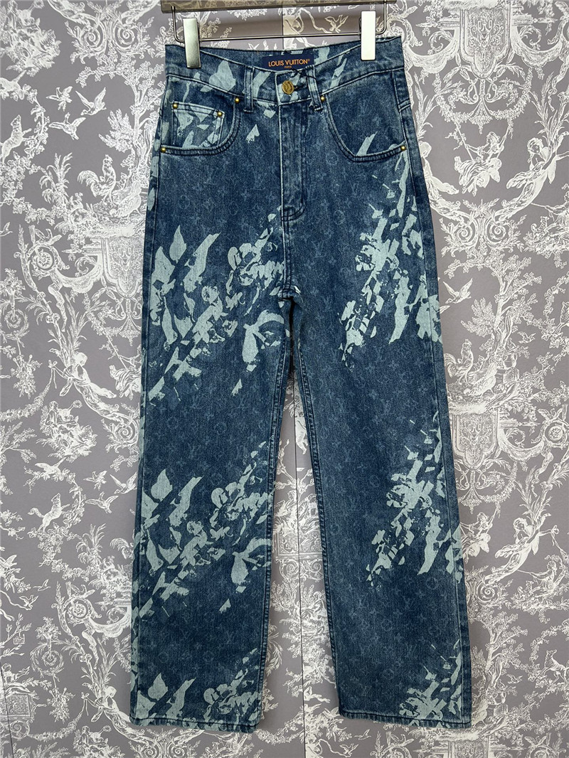 l0vis Vvtt0n lv lettering floral straight jeans replica clothing