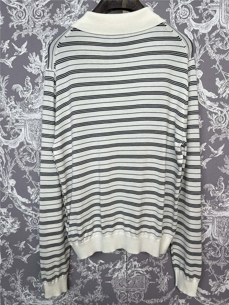 M1um1u new striped knitted polo long-sleeved replicas clothes