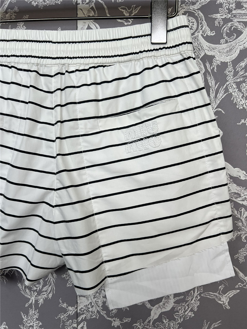 M1um1u black and white striped drawstring shorts replica clothes